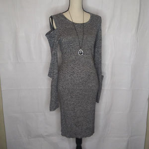 bar III Cold Shoulder heather gray knit dress